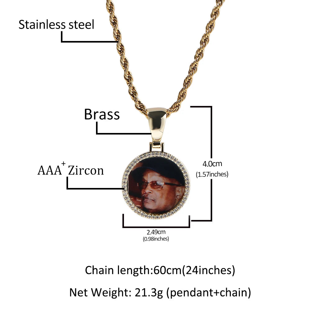 Custom Iced Photo Pendant Necklace