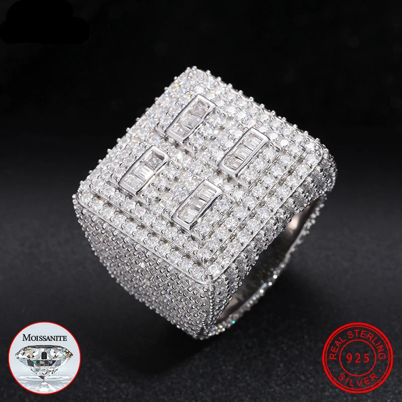 Iced Out Baguette Moissanite Statement Ring
