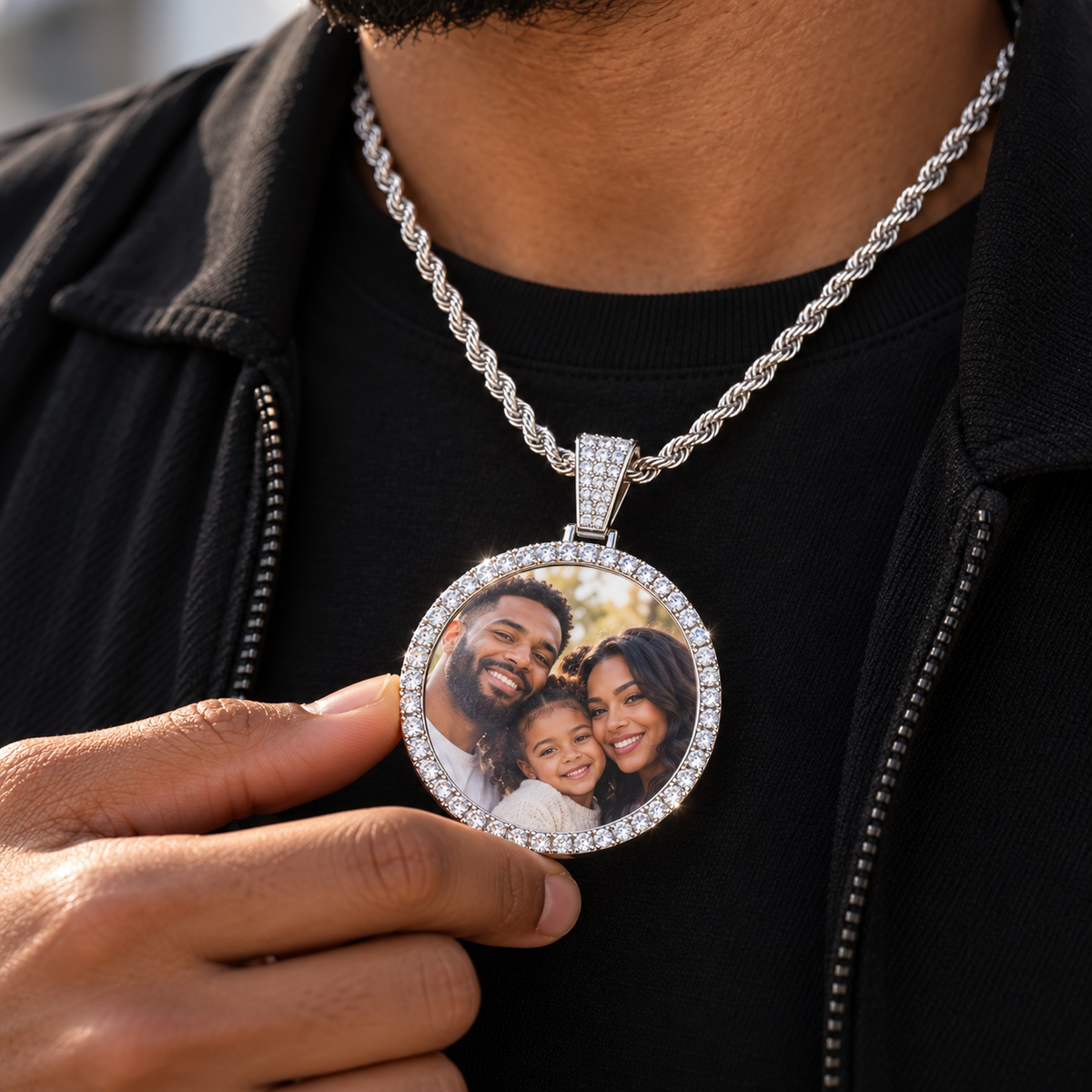 Custom Iced Photo Pendant Necklace