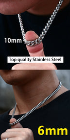 Silver-Plated Stainless Steel Cuban Link Choker Necklace