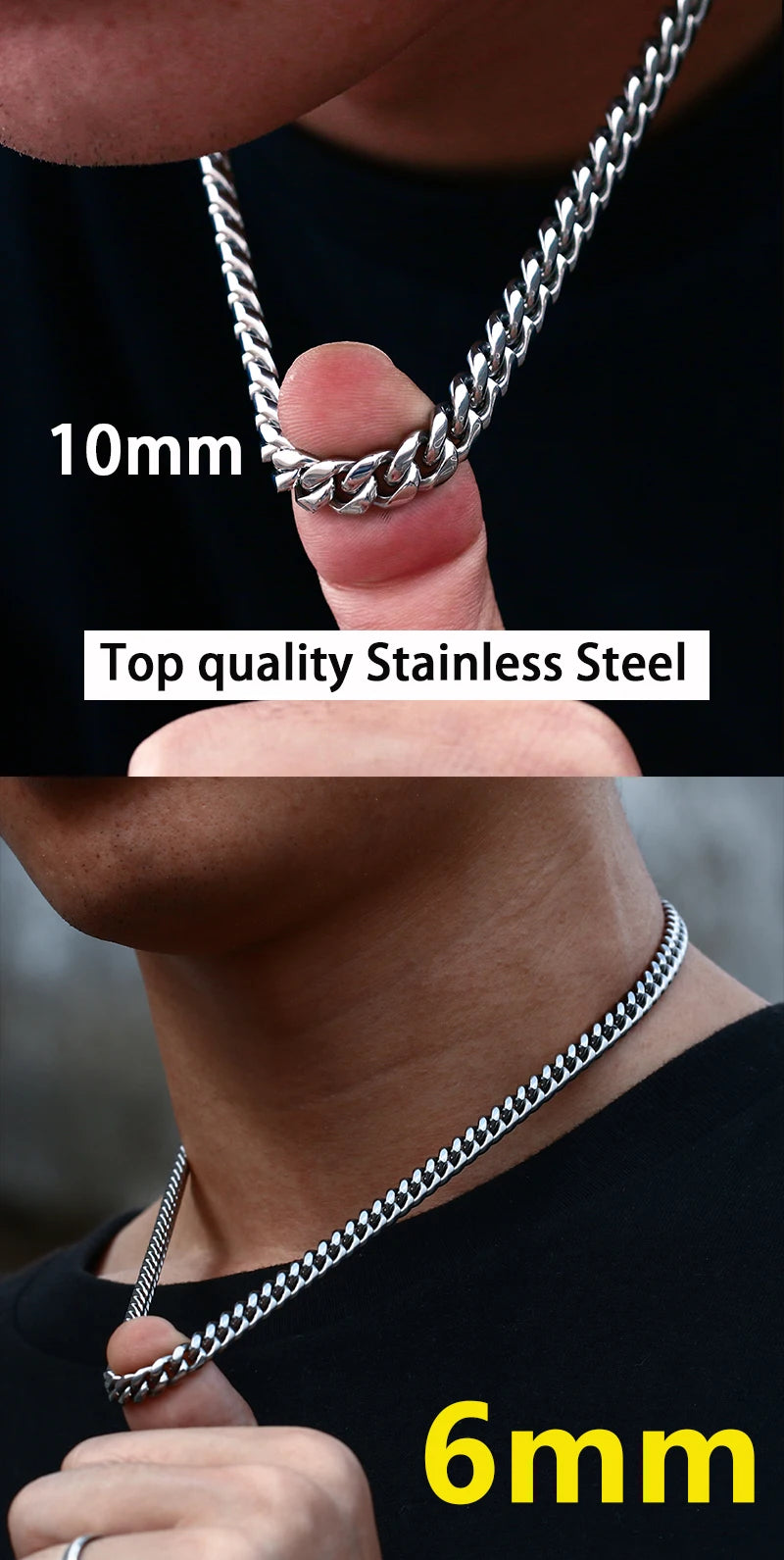 Silver-Plated Stainless Steel Cuban Link Choker Necklace