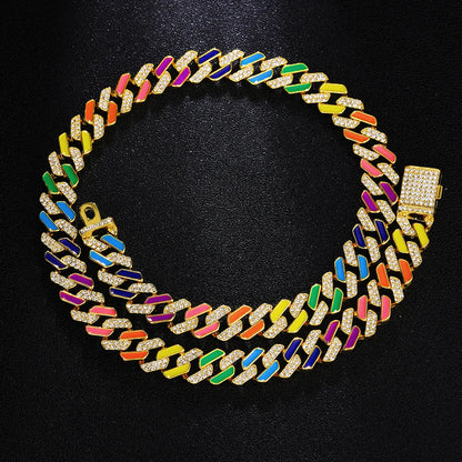 Holidays Special | Iced Out  colorful Cuban Link Chain Set