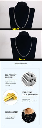 Silver-Plated Stainless Steel Cuban Link Choker Necklace