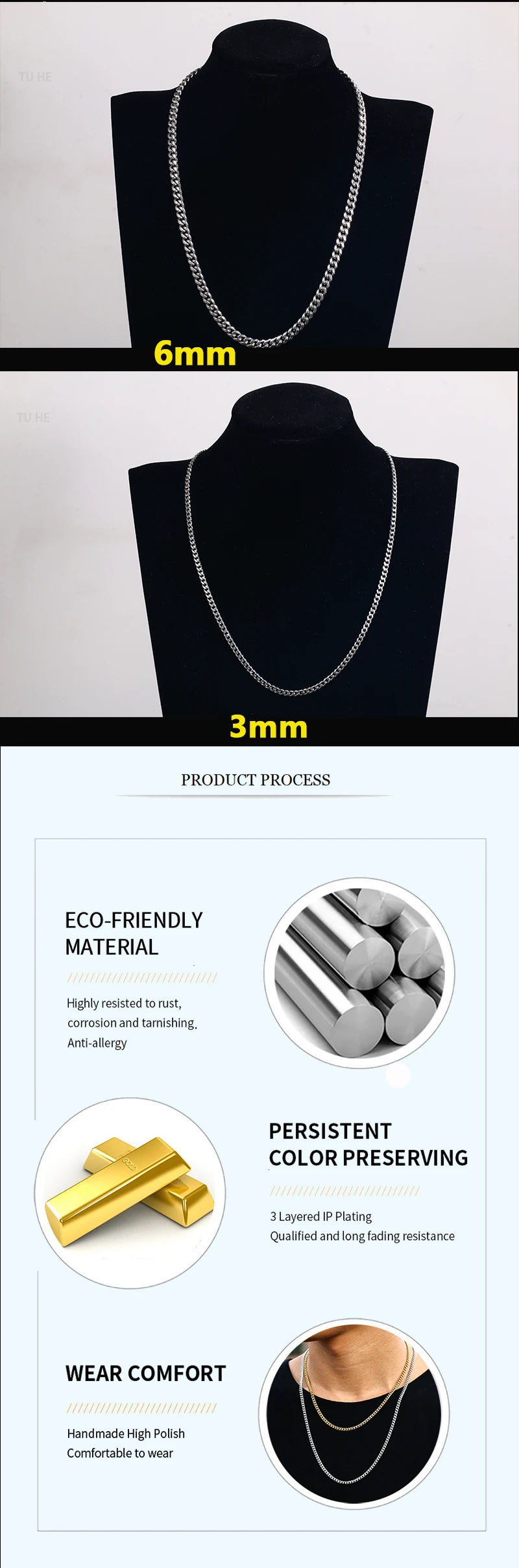 Silver-Plated Stainless Steel Cuban Link Choker Necklace