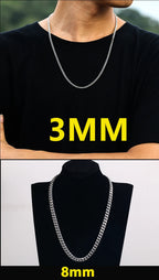 Silver-Plated Stainless Steel Cuban Link Choker Necklace