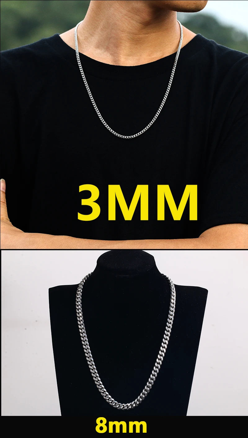 Silver-Plated Stainless Steel Cuban Link Choker Necklace