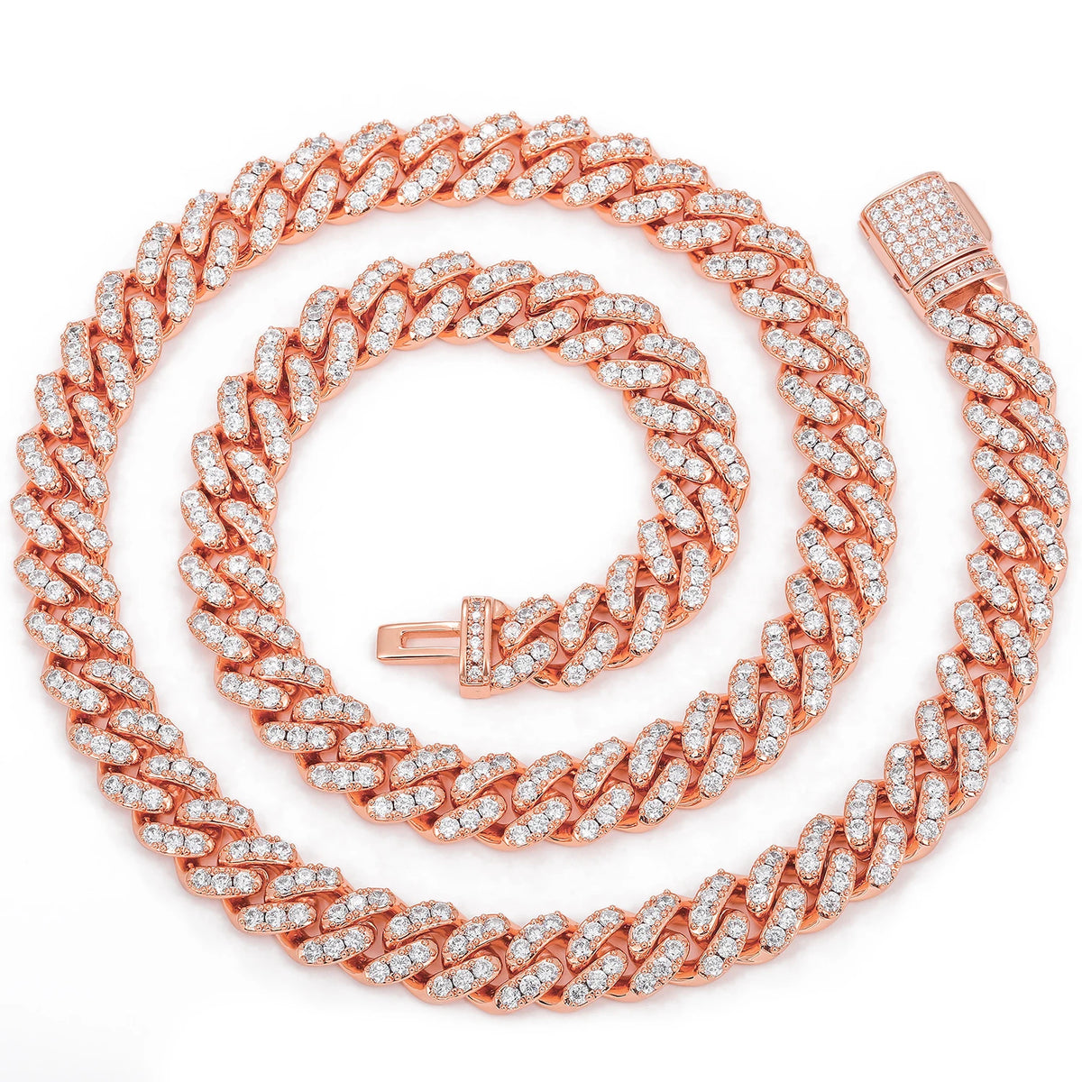 Copper Cubic Zirconia Miami Cuban Chain Necklace