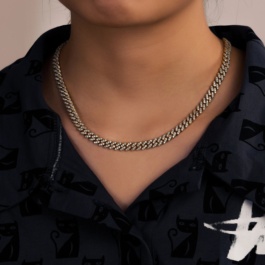 Copper Cubic Zirconia Miami Cuban Chain Necklace