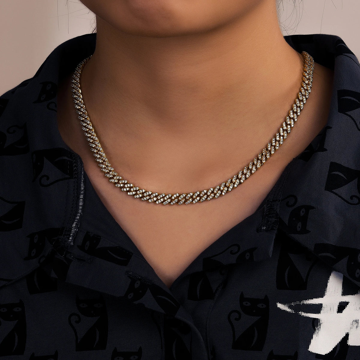 Copper Cubic Zirconia Miami Cuban Chain Necklace