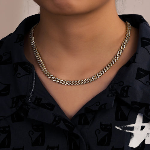 Copper Cubic Zirconia Miami Cuban Chain Necklace