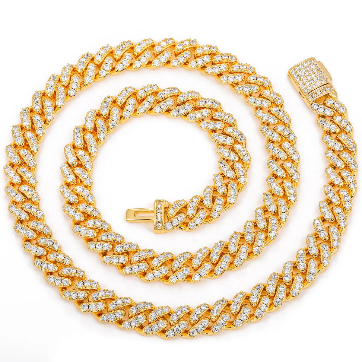 Copper Cubic Zirconia Miami Cuban Chain Necklace