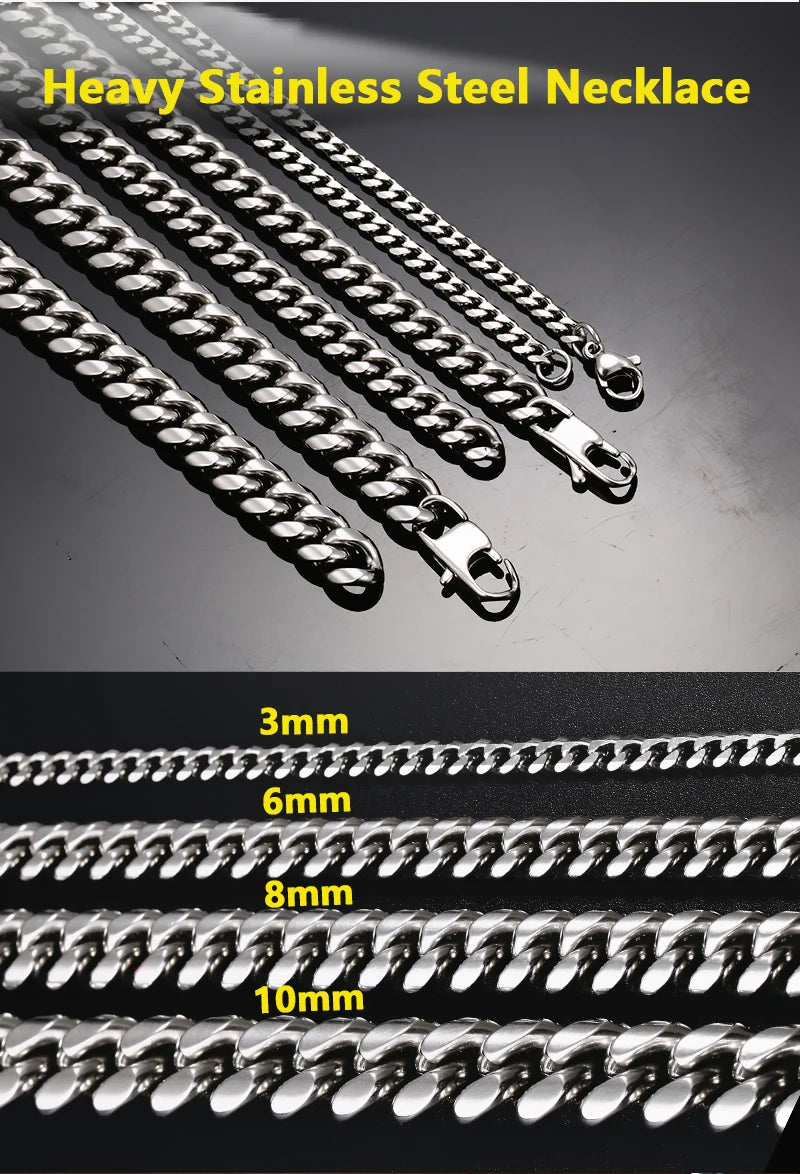 Silver-Plated Stainless Steel Cuban Link Choker Necklace
