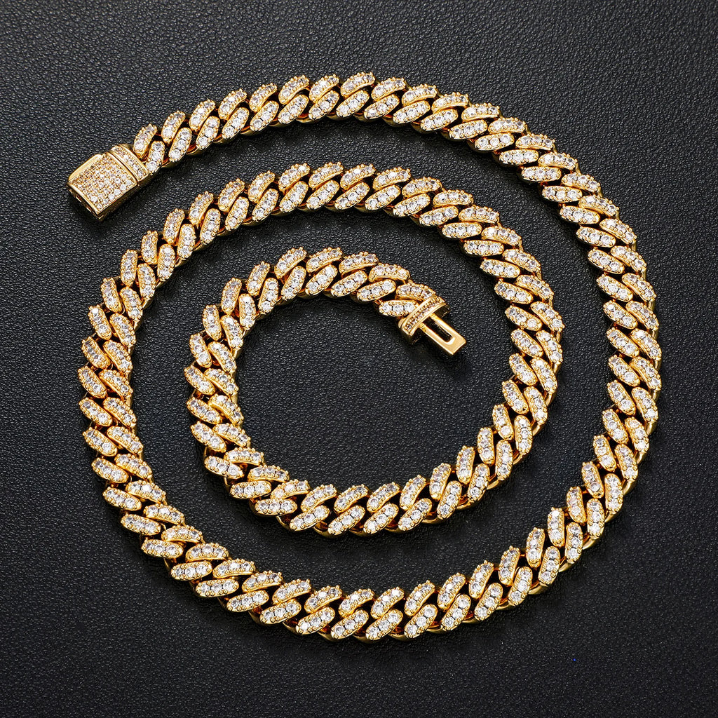 Copper Cubic Zirconia Miami Cuban Chain Necklace