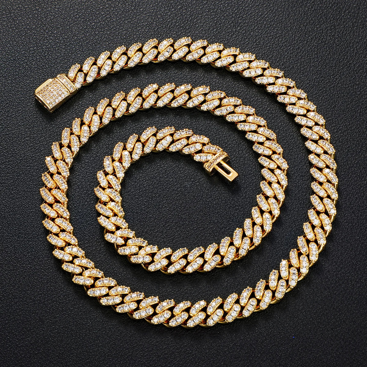 Copper Cubic Zirconia Miami Cuban Chain Necklace