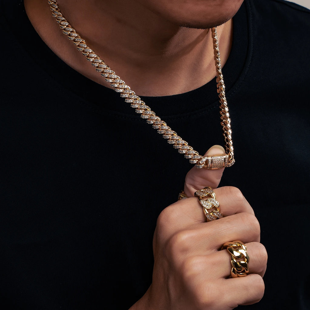 Copper Cubic Zirconia Miami Cuban Chain Necklace