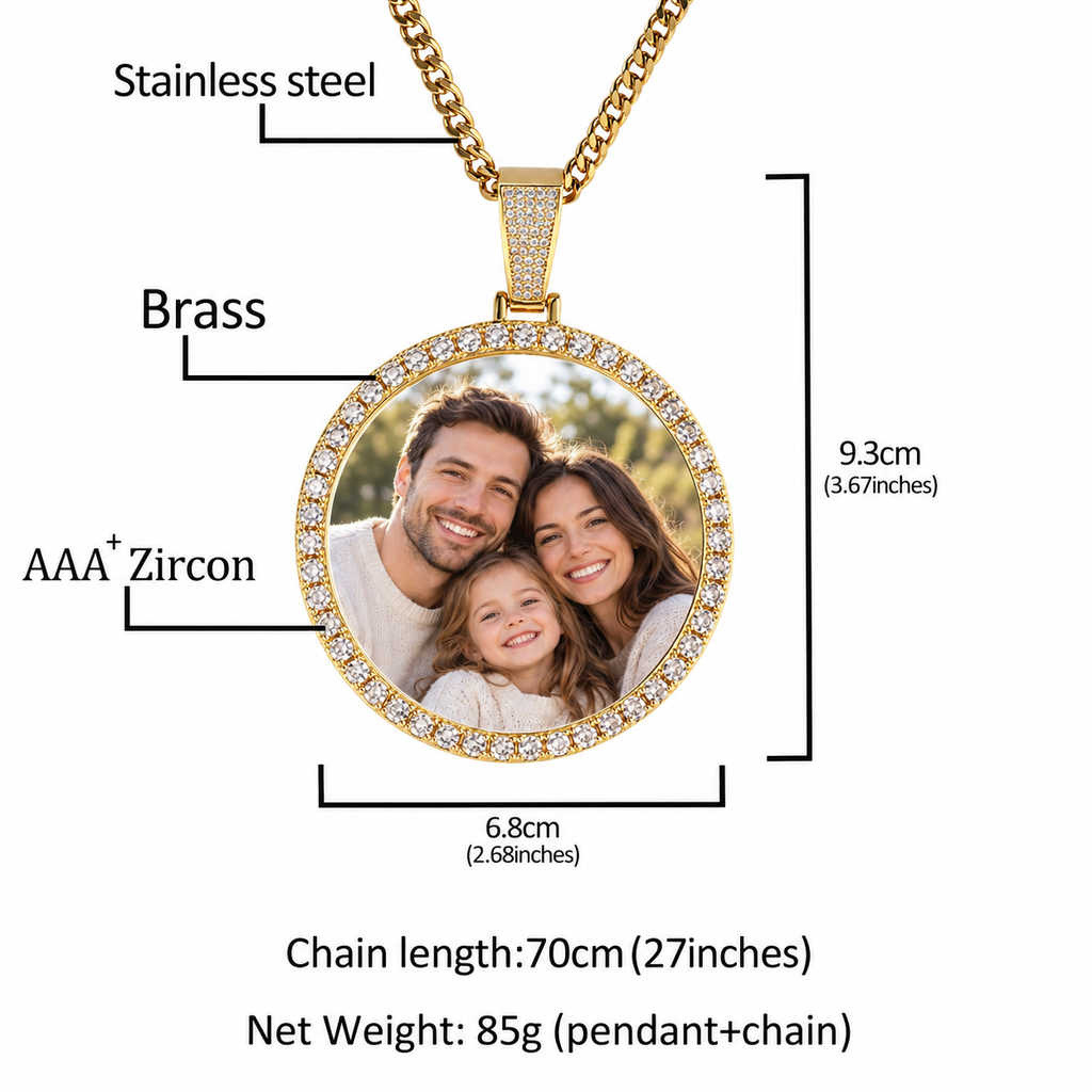 Custom Iced Photo Pendant Necklace