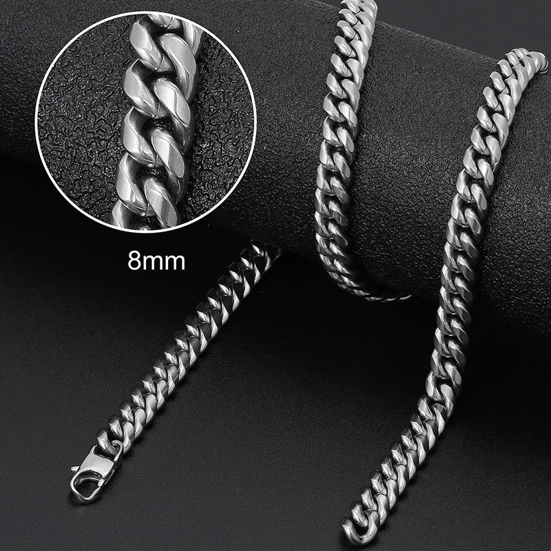 Silver-Plated Stainless Steel Cuban Link Choker Necklace