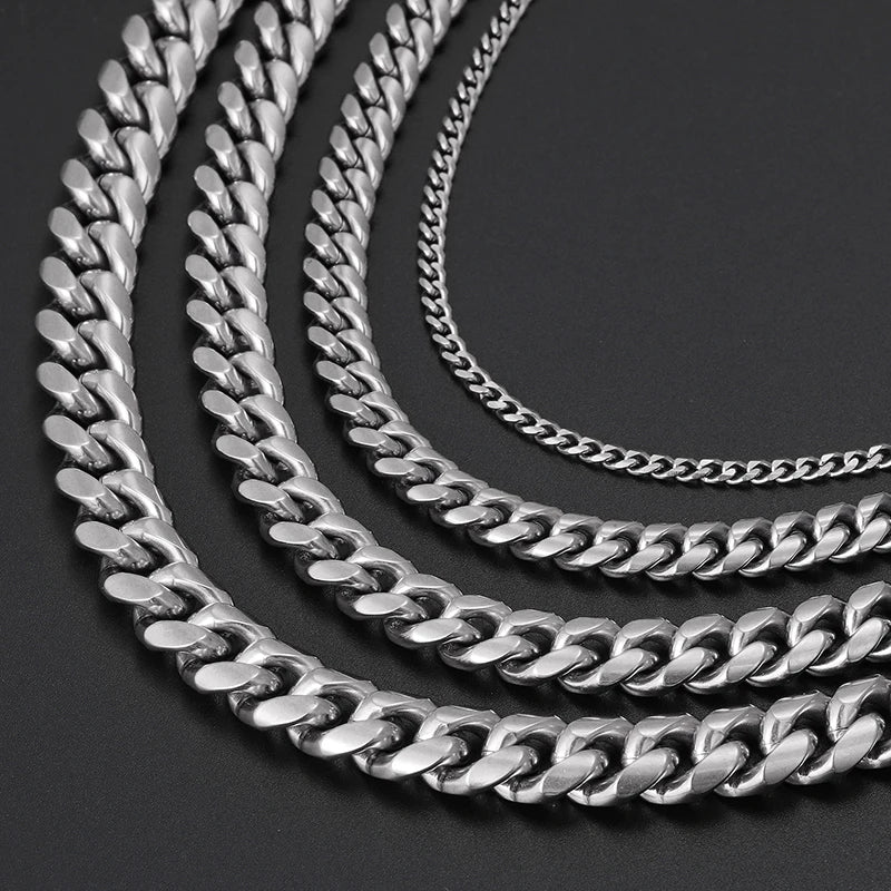 Silver-Plated Stainless Steel Cuban Link Choker Necklace
