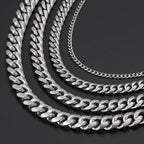 Silver-Plated Stainless Steel Cuban Link Choker Necklace