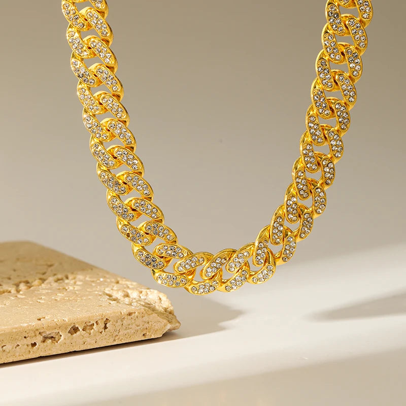 Zinc Alloy Cuban Necklace and Bracelet Set