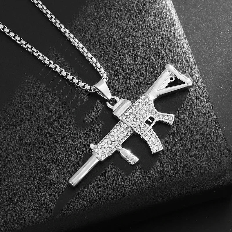 AK-47 Rifle Gun Hip-Hop Pendant Necklace