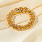 Zinc Alloy Cuban Necklace and Bracelet Set