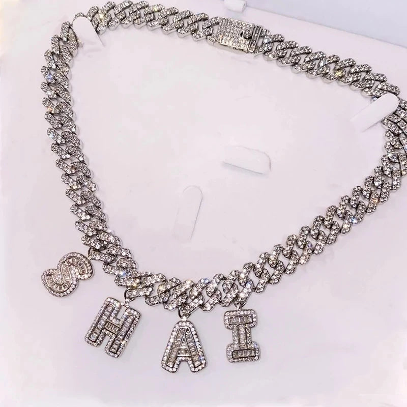 Baguette Initial Letter Necklace