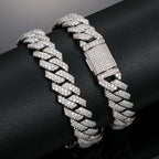 Sterling Silver 14mm Box Cuban Link Moissanite Necklace