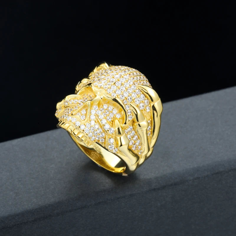 S925 Silver Skull Moissanite Ring