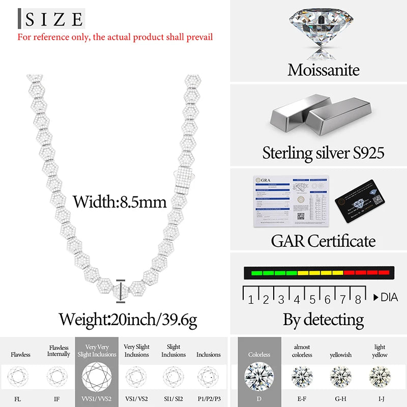S925 Silver Sunflower VVS Moissanite Chain