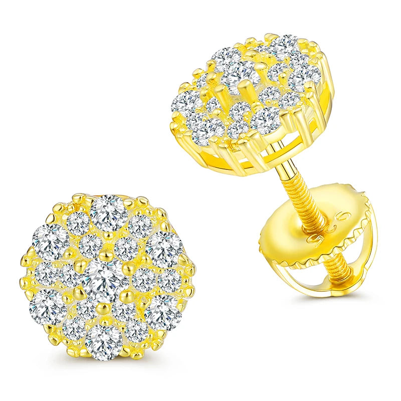 Round Flower Moissanite Drop Earrings