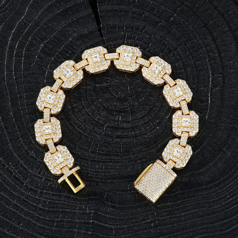 S925 Silver Square Moissanite Cuban Chain