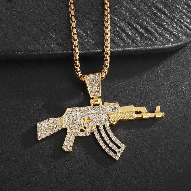 AK-47 Rifle Gun Hip-Hop Pendant Necklace