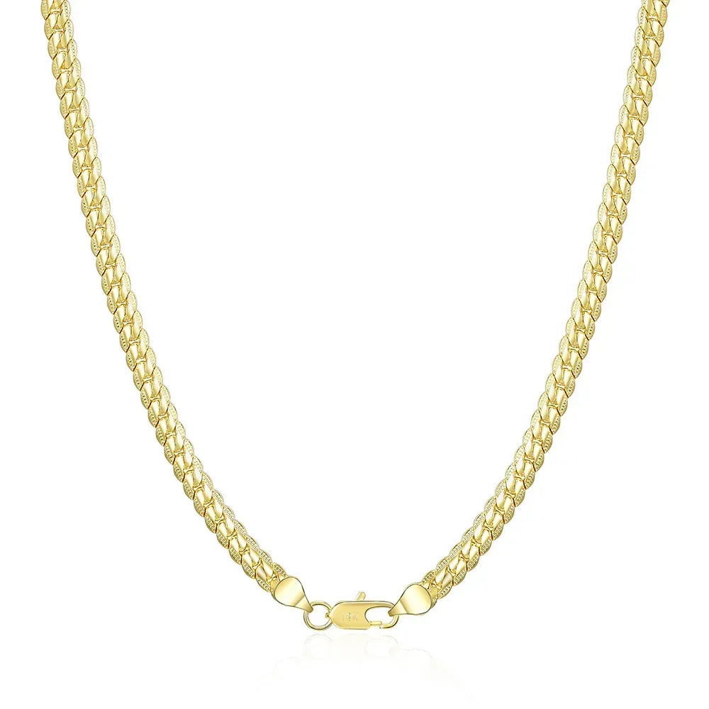 18K Gold 925 Sterling Silver 6mm Side Chain Necklace