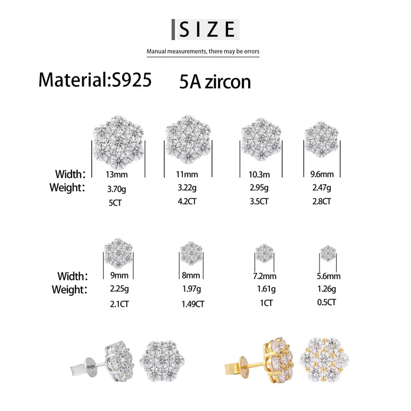 Star Stud Earrings VVS1 Moissanite