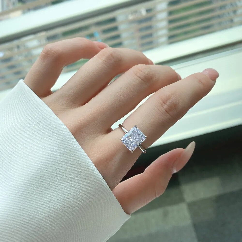 18K Gold Plated Radiant Cut Lab Diamond Engagement Ring