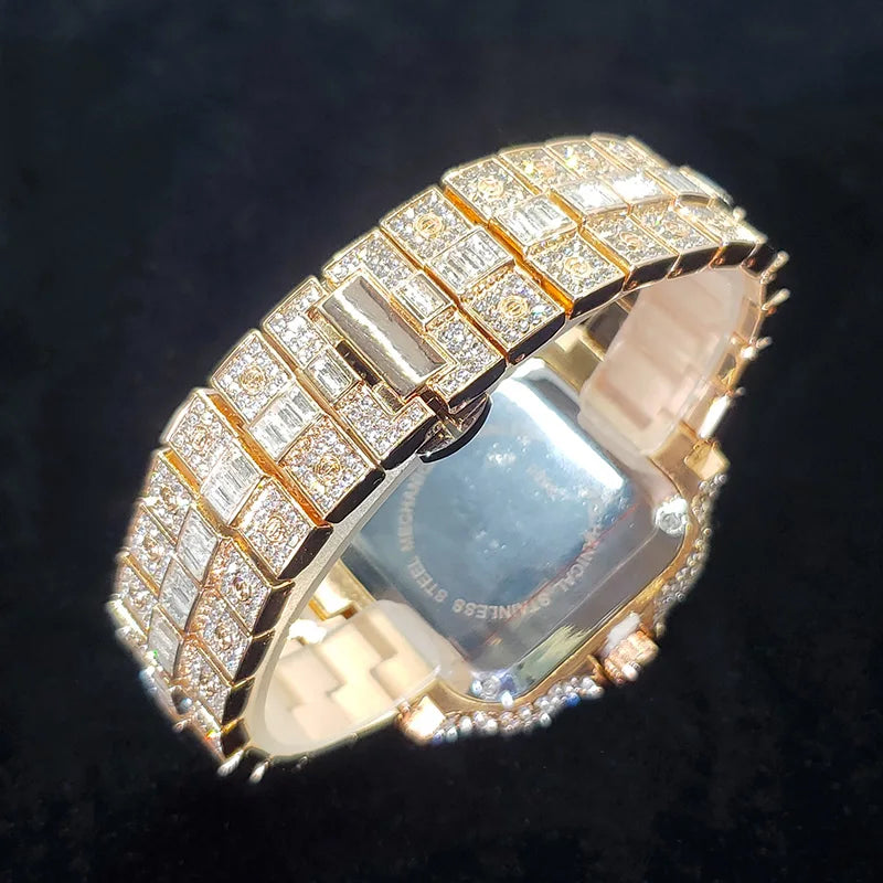 Iced Out Square Dial Quartz Watch