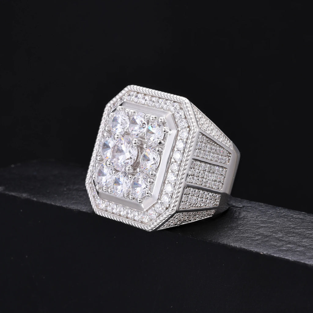 S925 Silver Square Moissanite Ring