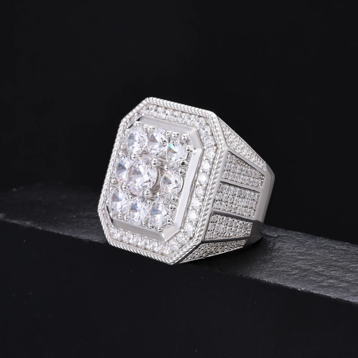 S925 Silver Square Moissanite Ring