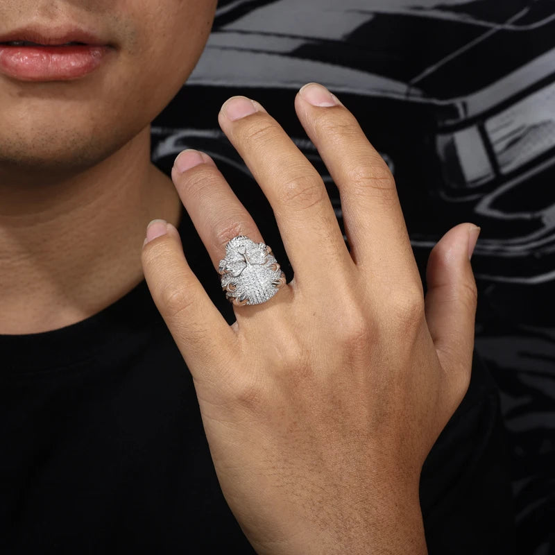 S925 Silver Skull Moissanite Ring