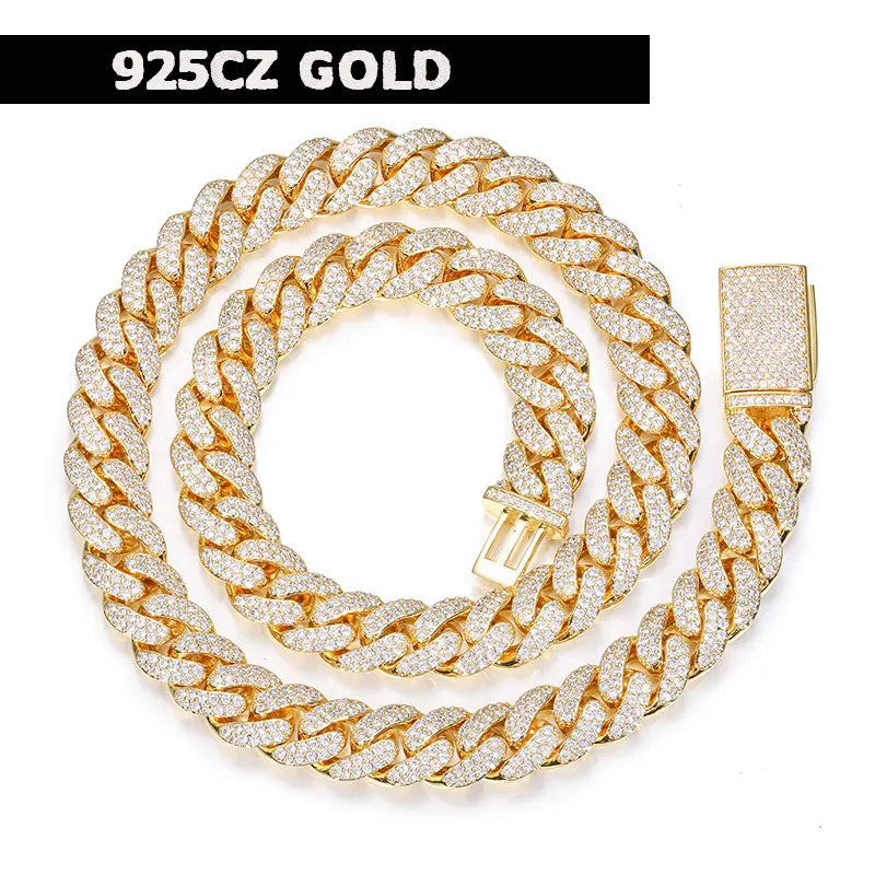 S925 Silver VVS1 Moissanite Cuban Chain Bracelet