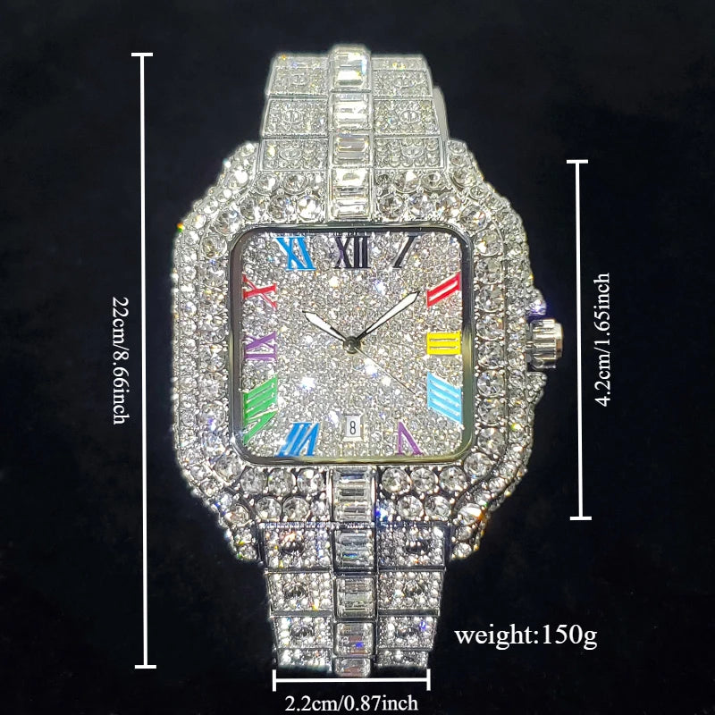 Iced Out Square Dial Quartz Watch