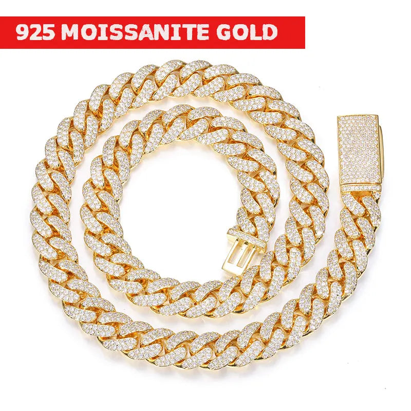 S925 Silver VVS1 Moissanite Cuban Chain Bracelet