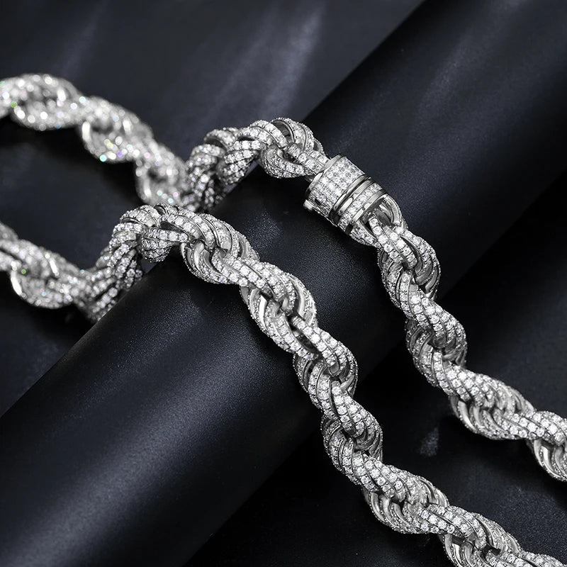 S925 Silver Moissanite Rope Chain