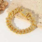 Zinc Alloy Cuban Necklace and Bracelet Set