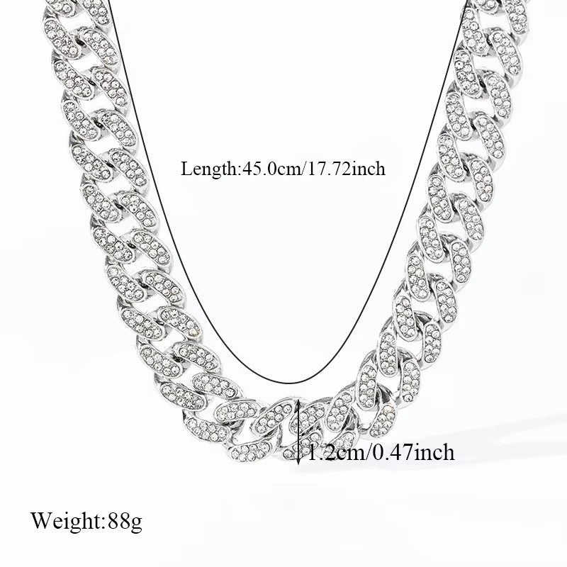 Zinc Alloy Cuban Necklace and Bracelet Set