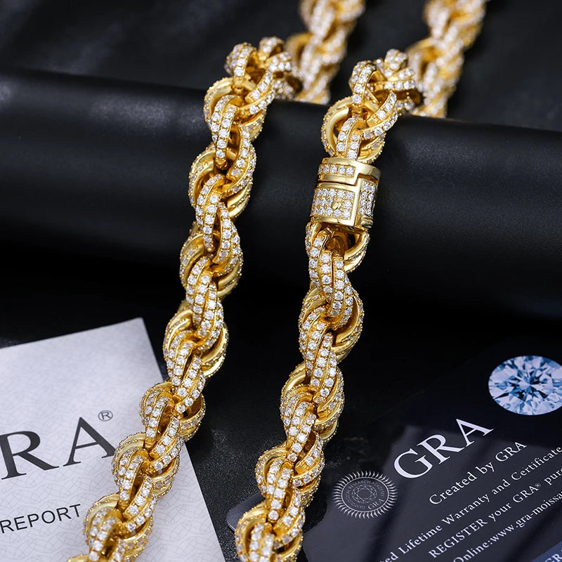 S925 Silver Moissanite Rope Chain