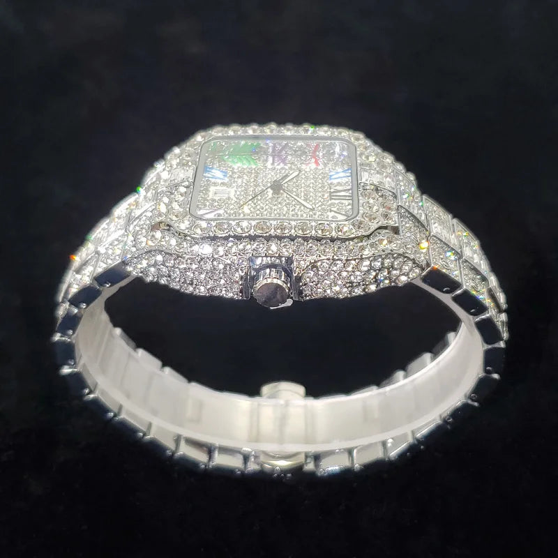 Iced Out Square Dial Quartz Watch