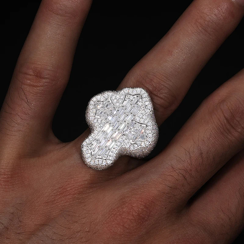 Iced Out Baguette Moissanite Statement Ring