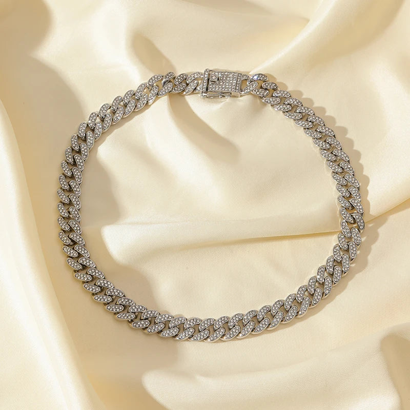 Zinc Alloy Cuban Necklace and Bracelet Set